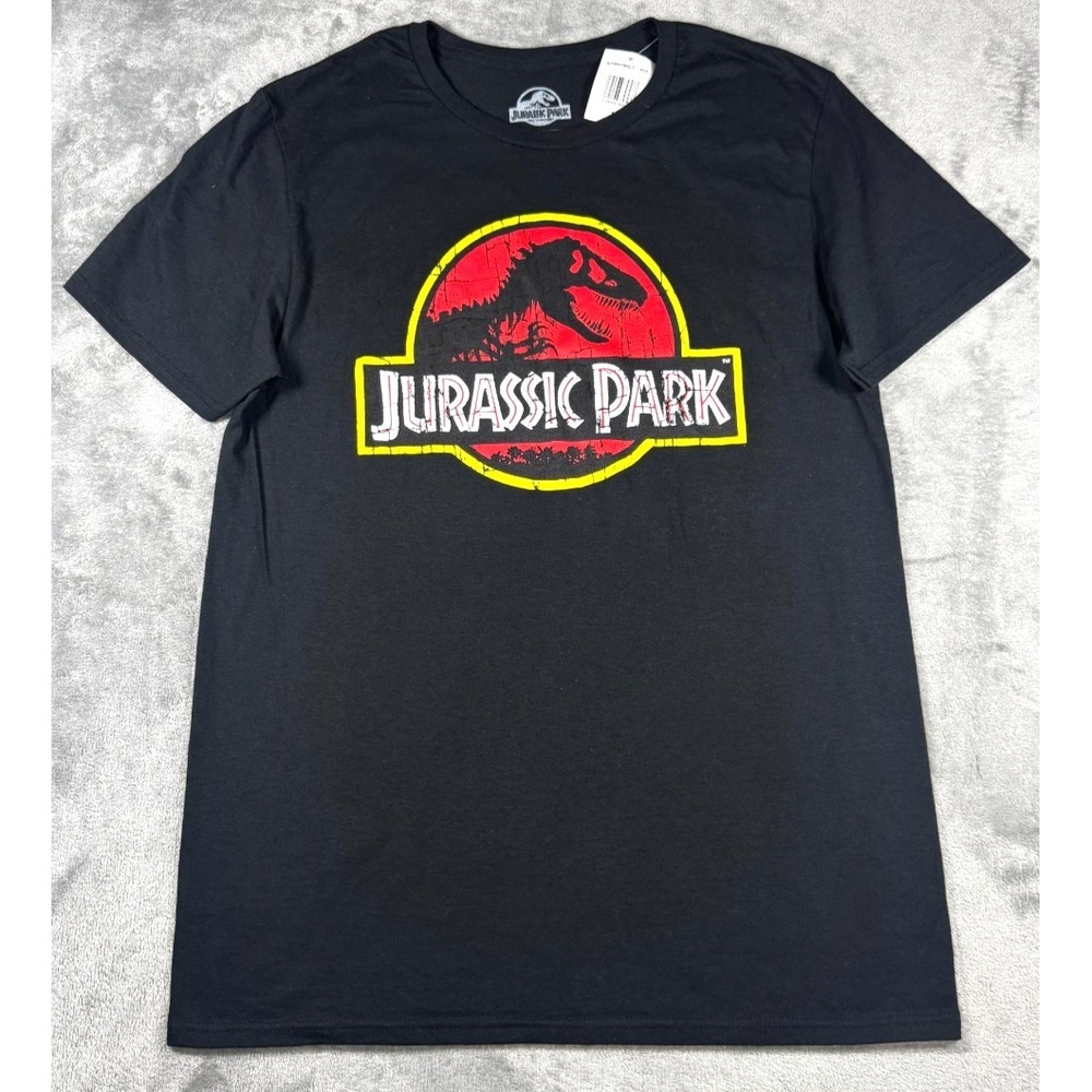 Jurassic Park Classic Logo Graphic Tee Shirt Black Men Size M JUFR04YMSC3